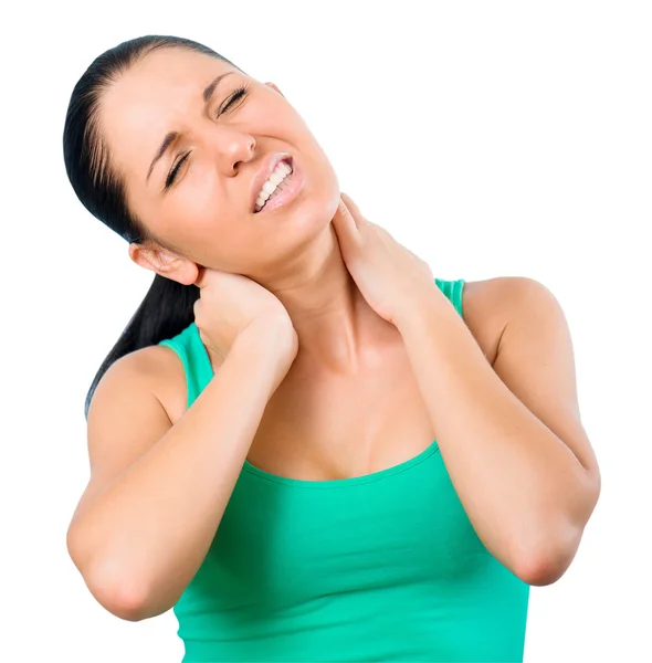 Kvinna smärta i nacken — Stockfoto