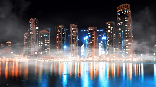 Dubai downtown night scene — Stock Photo, Image