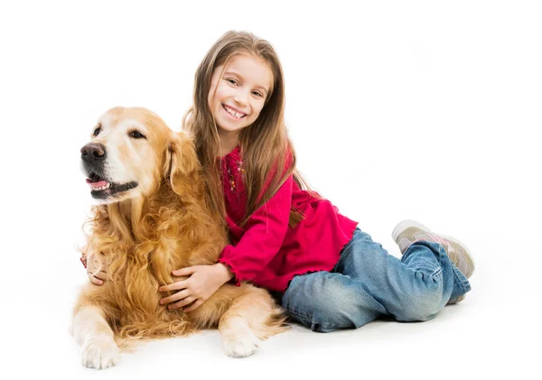 Retriever y niñas pequeñas — Foto de Stock