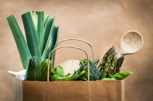 Vegetables in paper bag — Stock Photo, Image