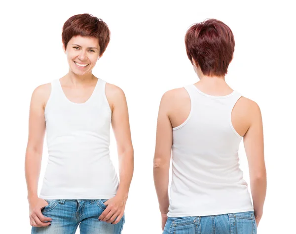 White t-shirt on a young woman — Stock Photo, Image