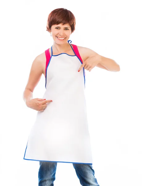 Beautiful woman in apron — Stock Photo, Image