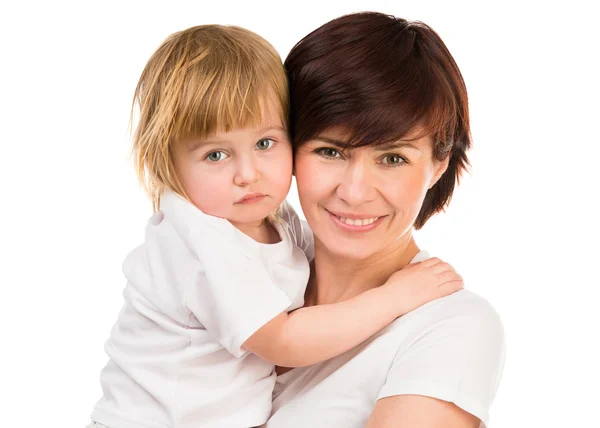 Vrouw die een beetje blond baby — Stockfoto