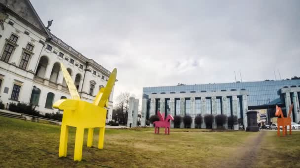 Nationalbiblioteket i Warszawa — Stockvideo