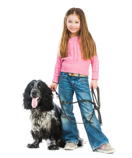 Carino llittle con nero cocker spaniel — Foto Stock