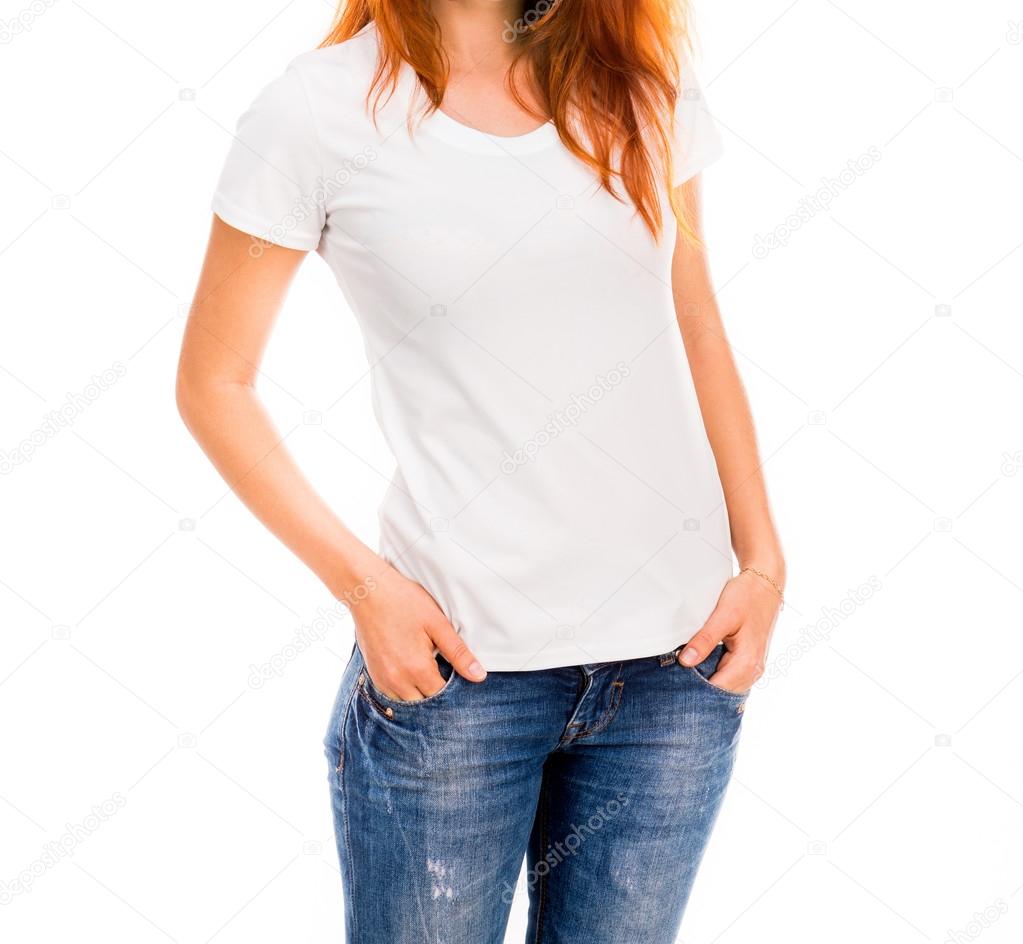 girl in white t-shirt