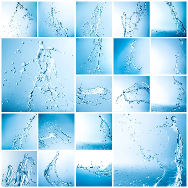 Collage di belle gocce d'acqua e ruscelli — Foto Stock