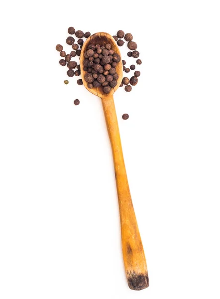 Pimienta negra en una cuchara — Foto de Stock