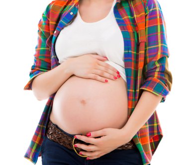 beyaz üzerine hamile kadın