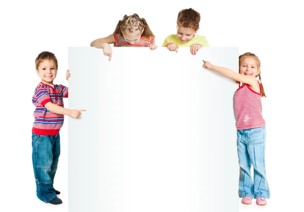 Bambini con banner bianco — Foto Stock