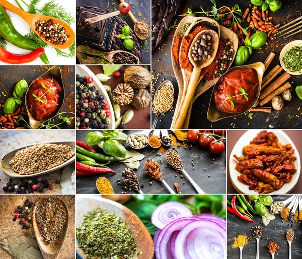 Photo collage of various spices — Stock Photo, Image