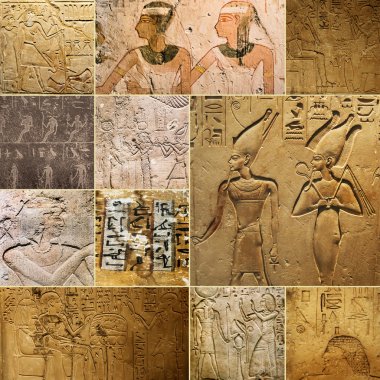 Kayaların üzerinde antik Mısır çizimler