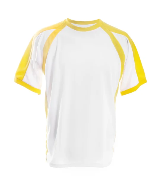 T-shirt branca com inserções amarelas — Fotografia de Stock