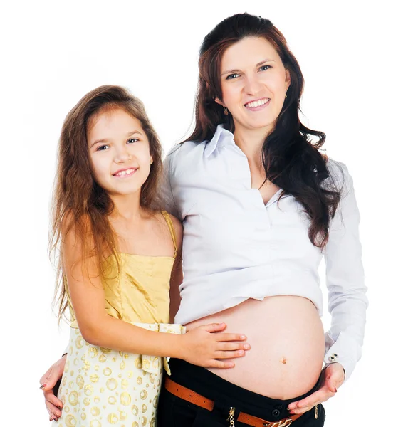 Little girl and her pregnant mother — Stock Photo, Image