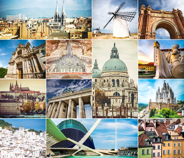 Collage med gamla städer i Europa — Stockfoto