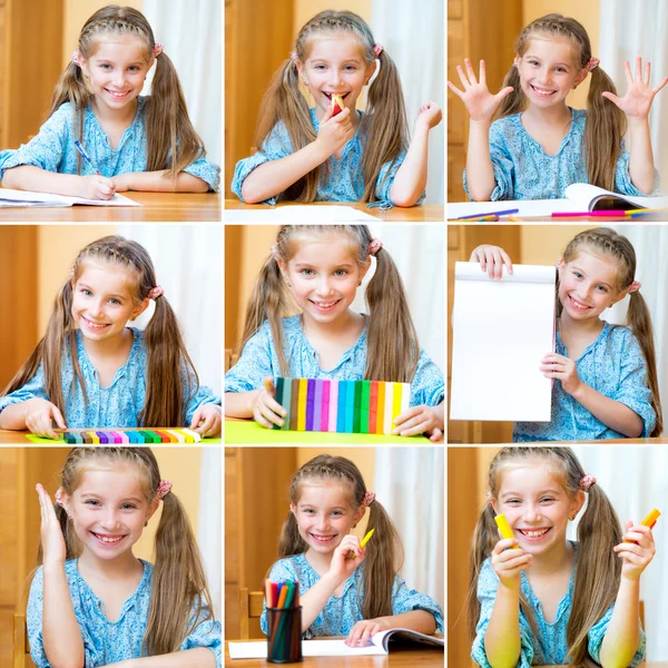 Cute girl at the desk — Stock Photo, Image