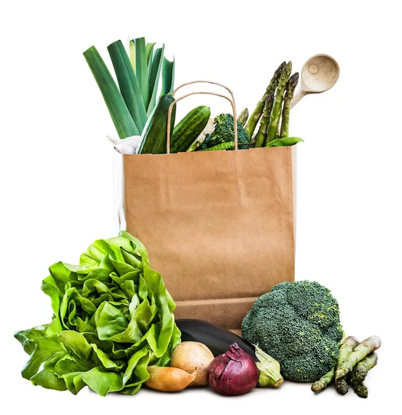 纸袋中的蔬菜 — 图库照片