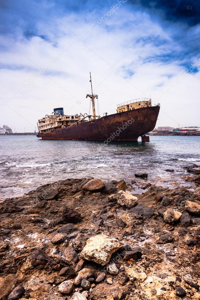broken ship near Lanzarote coast