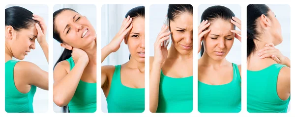 Girl with headache — Stock Photo, Image