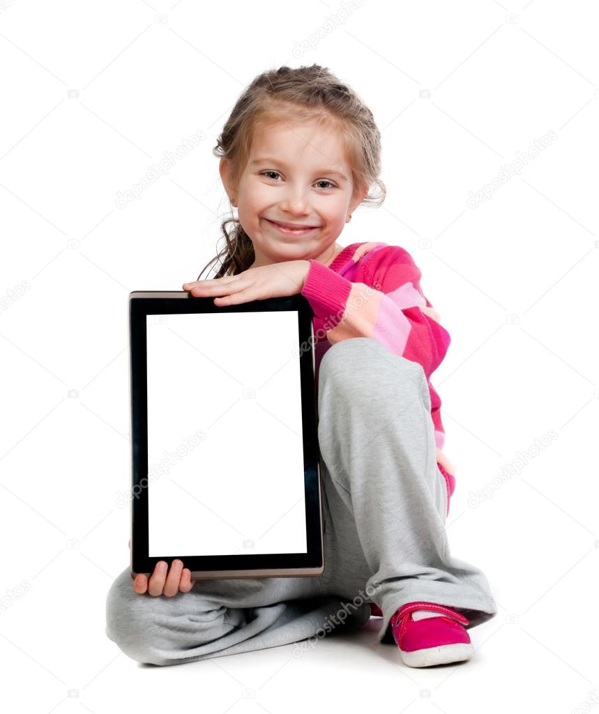 little girl with a Tablet PC