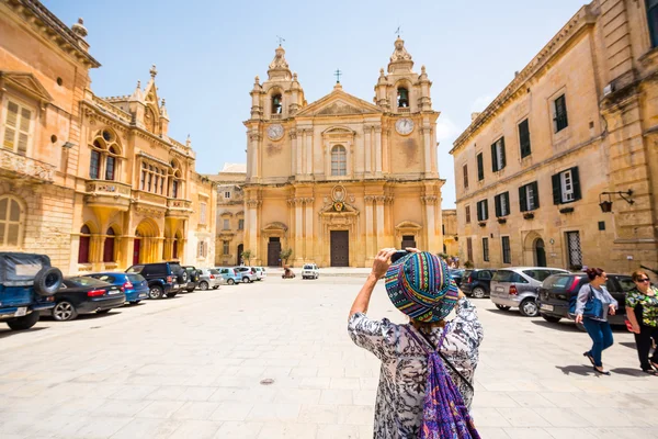 Catedral de San Pablo en la ciudad de Mdina — Foto de Stock