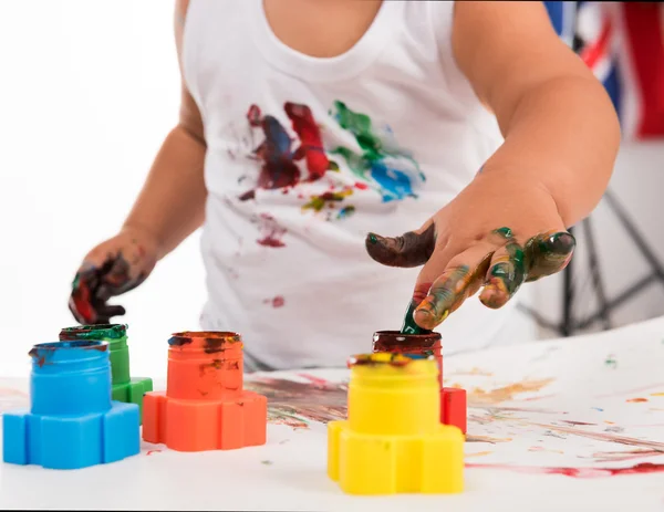 Crianças mão e cores — Fotografia de Stock