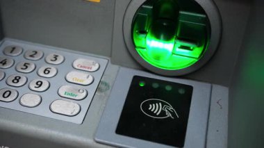 ATM Blinking A Green Light And Ready To Work With Your Card