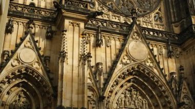 Prag Şatosu Yüzü Çeşitli Elementler. Kapalı Görünüm Vurgulama Ayrıntıları