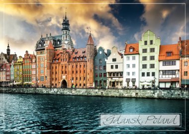 kartpostal Gdansk tarihi şehir ile