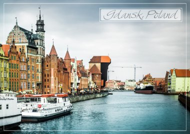 kartpostal Gdansk tarihi şehir ile