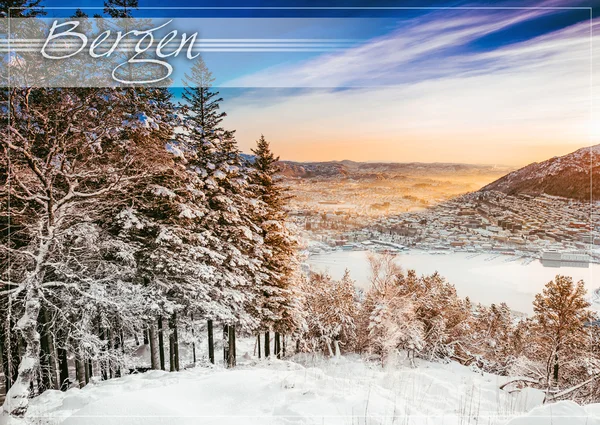 Postkarte mit wunderschöner Winterlandschaft — Stockfoto