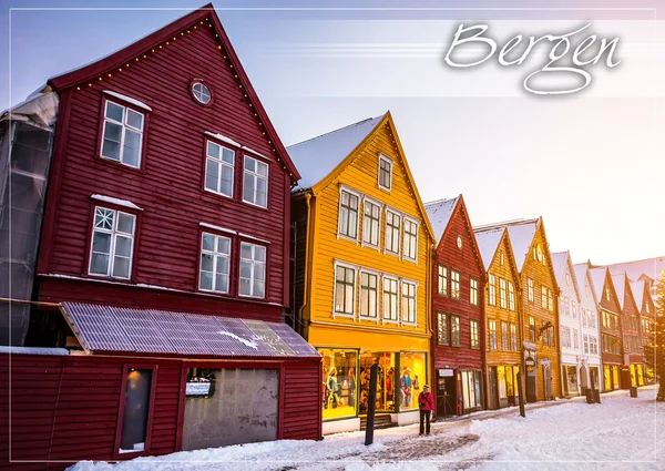 Ansichtkaart met Bergen met Kerstmis — Stockfoto