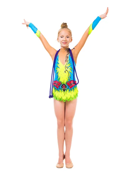 Little gymnast doing standard — Stock Photo, Image