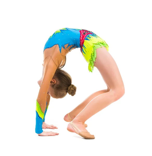 Tittle gymnast doing an exercise — Stock Photo, Image