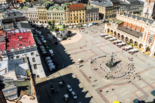 Zobacz na centralnym placu miasta Krakowa — Zdjęcie stockowe