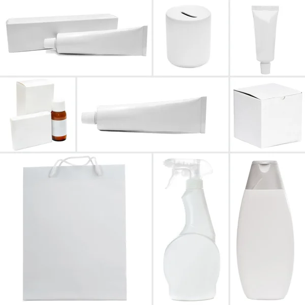 Collage white packing — Stock Photo, Image