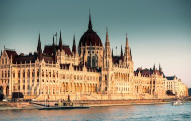 view on Hungarian Parliament from river clipart