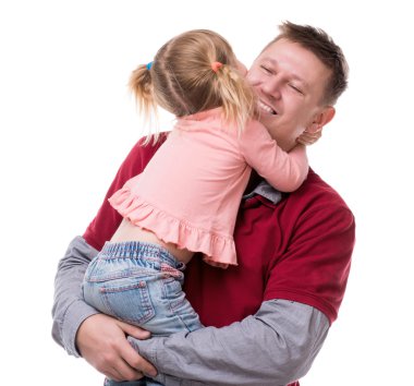 sarılmak bir baba ve onun küçük dayghter onun kollarında