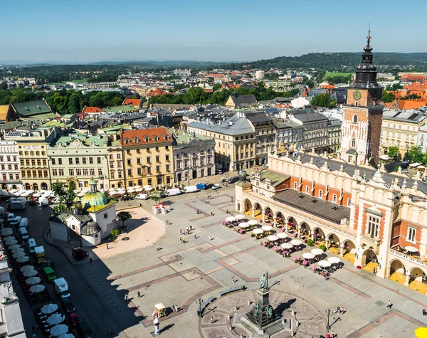 Vista sobre la plaza central de Cracovia — Foto de Stock