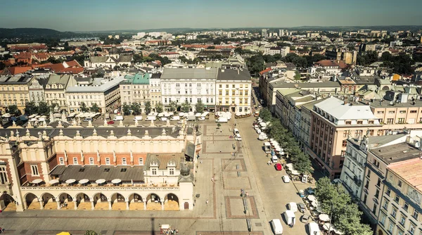 Vista sobre a praça central de Cracóvia — Fotografia de Stock