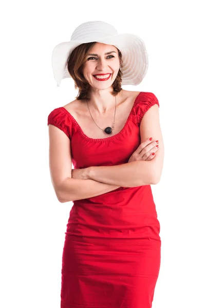 Ragazza sorridente con cappello — Foto Stock