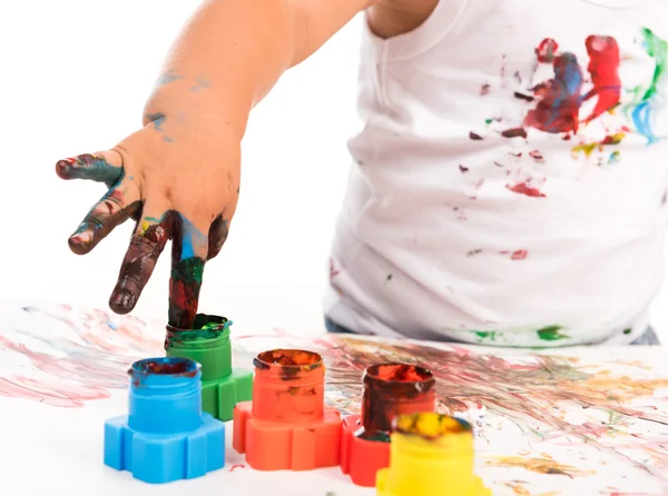 Childs kezét, és a színek — Stock Fotó