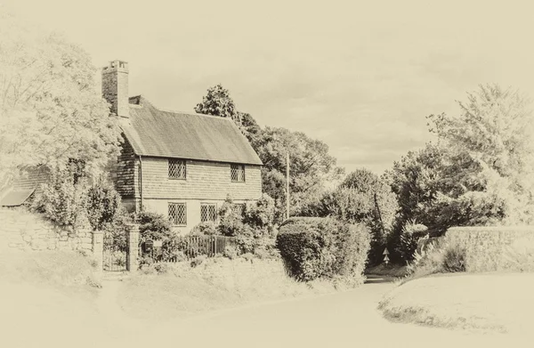 Angielski domek West Sussex, efekt vintage — Zdjęcie stockowe