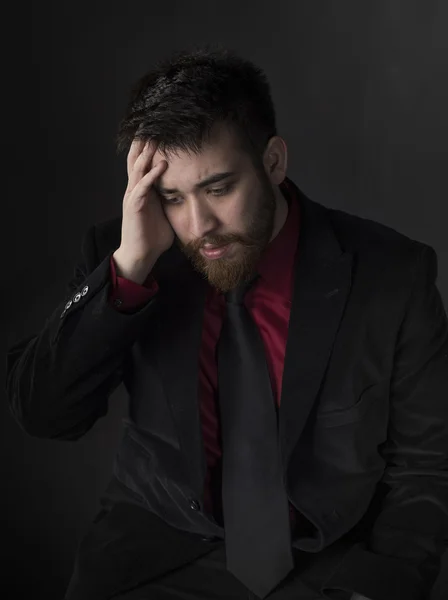 Young Man in Formal Attire Suffering Headache — Stock Photo, Image