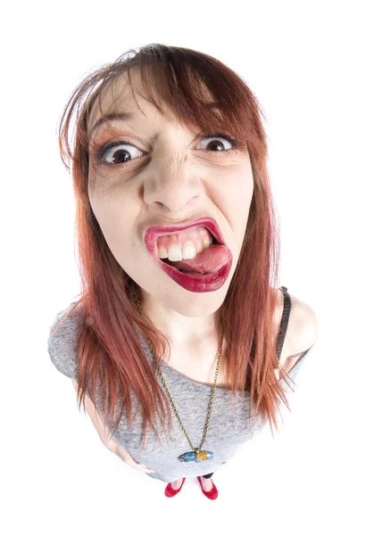 Close up Funny Young Woman with Tongue Out — Stock Photo, Image