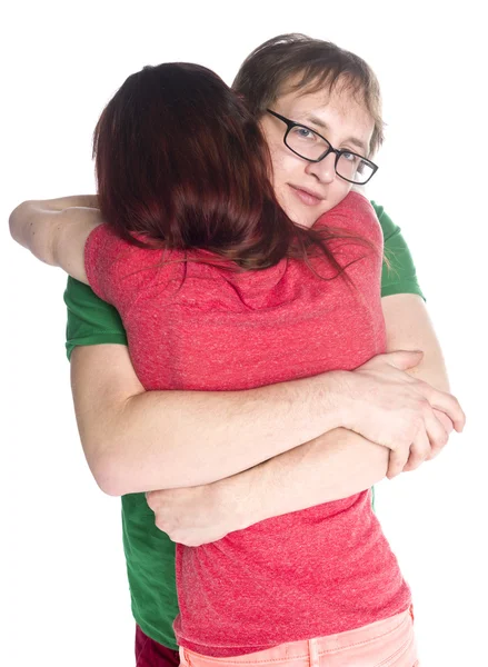 Close up jovem casal abraçando uns aos outros — Fotografia de Stock