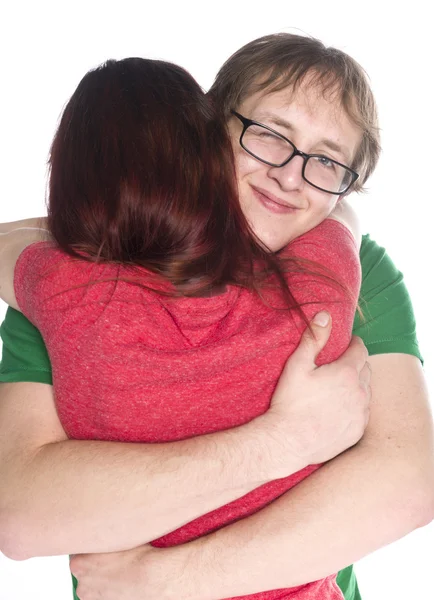 Happy Boyfriend Hugging her Girlfriend So Close — Stock Photo, Image