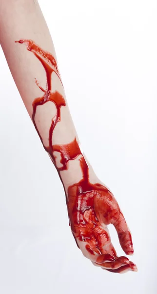 Közelről véres karját és a kezét a darabok — Stock Fotó