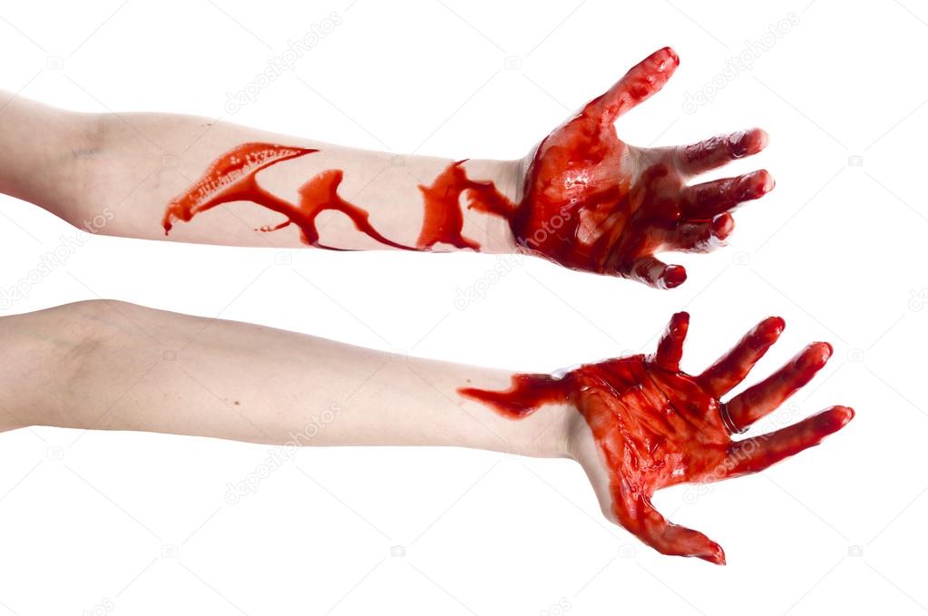 Close up of Bloody Hands with Bloody Cuts
