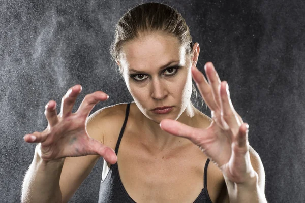 Athletic Woman Reaching Hands Towards the Camera — Stock Photo, Image